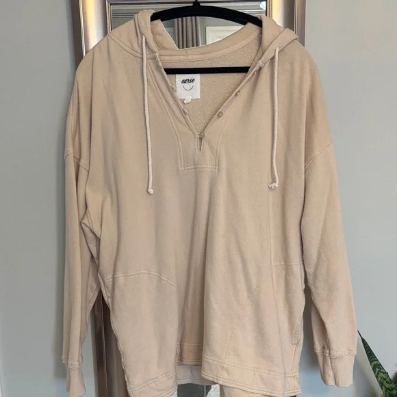 Aerie Casual Cream Hoodie Pullover - Picture 3 of 5